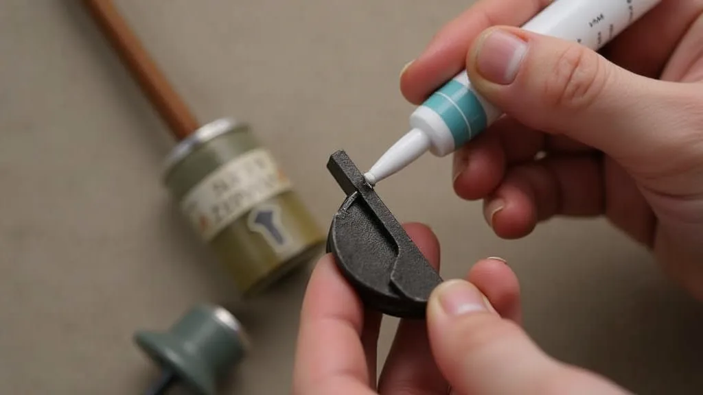 Applying epoxy to mend handwheel