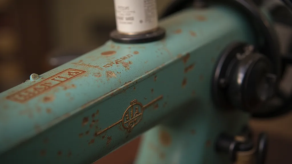 Sewing machine markings showing model and serial number