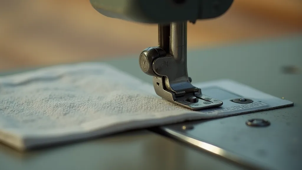 Presser foot pressing fabric