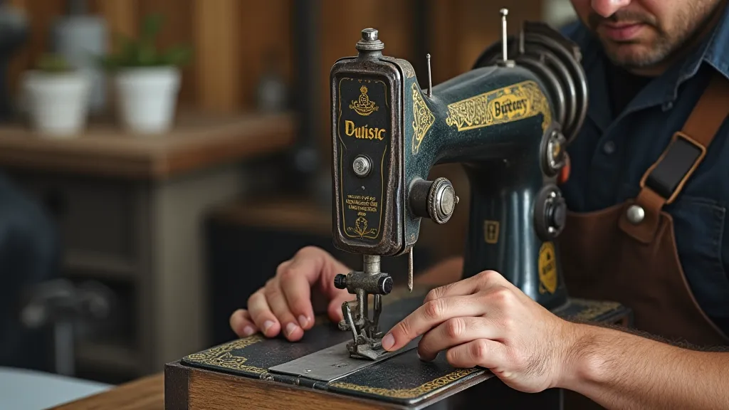 A vintage sewing machine repair technician