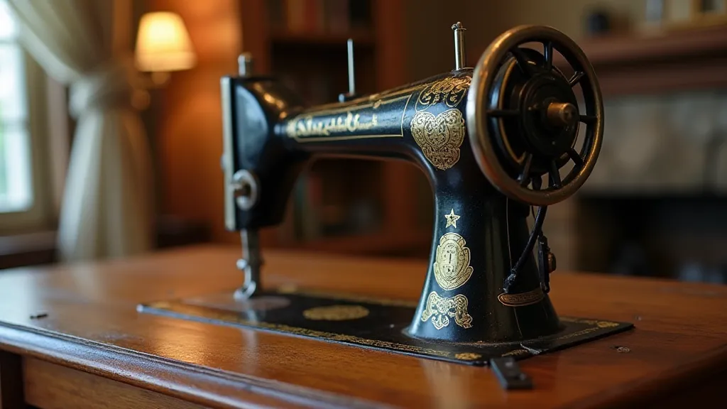 Antique Singer sewing machine in its cabinet