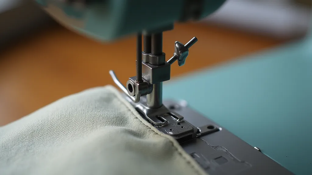 Close-up of a Singer 66 stitch forming